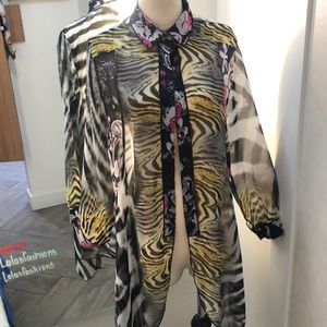 a long sleeved animal print shirt